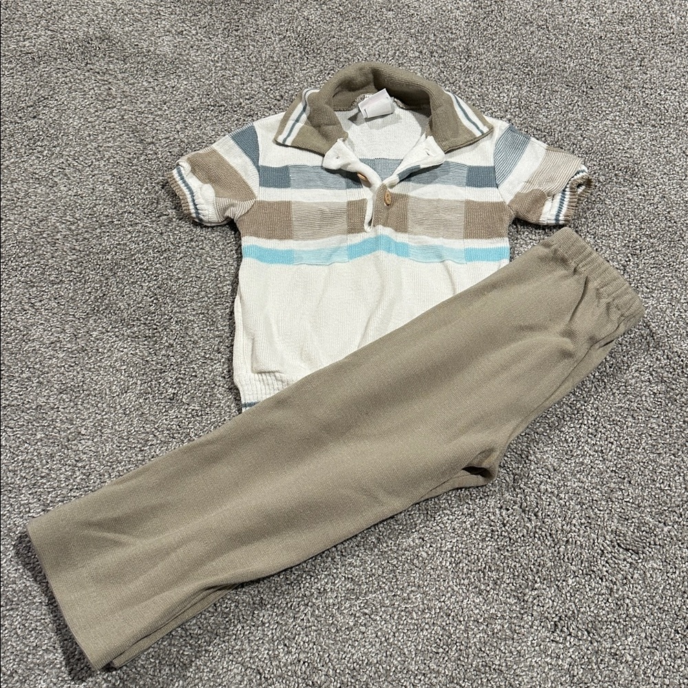 Bull Frog Vintage Boys Sweater‎ & Knit Trousers Size 3T 80s Preppy classy set